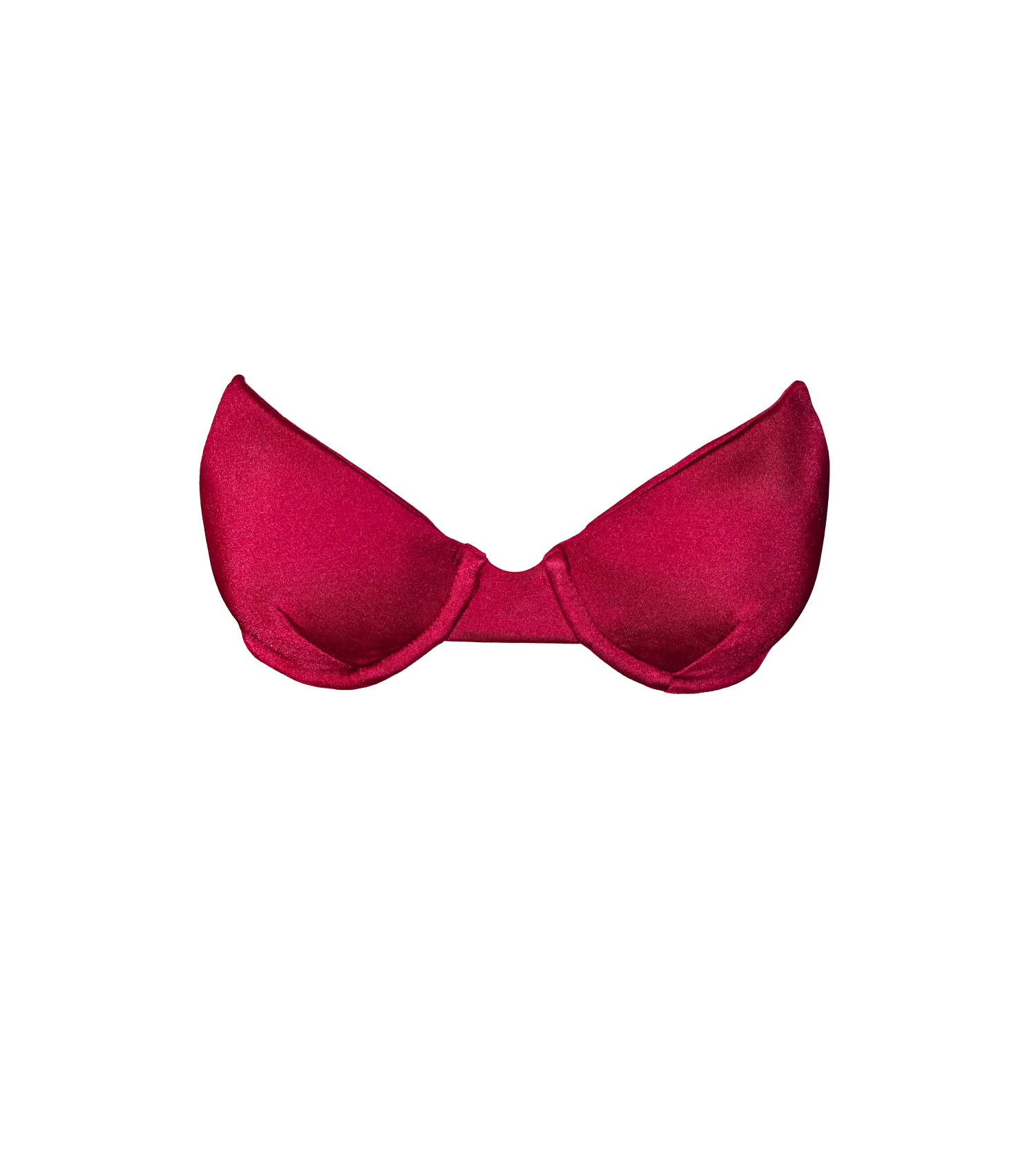 A structured underwire bright bordeaux color swimwear top