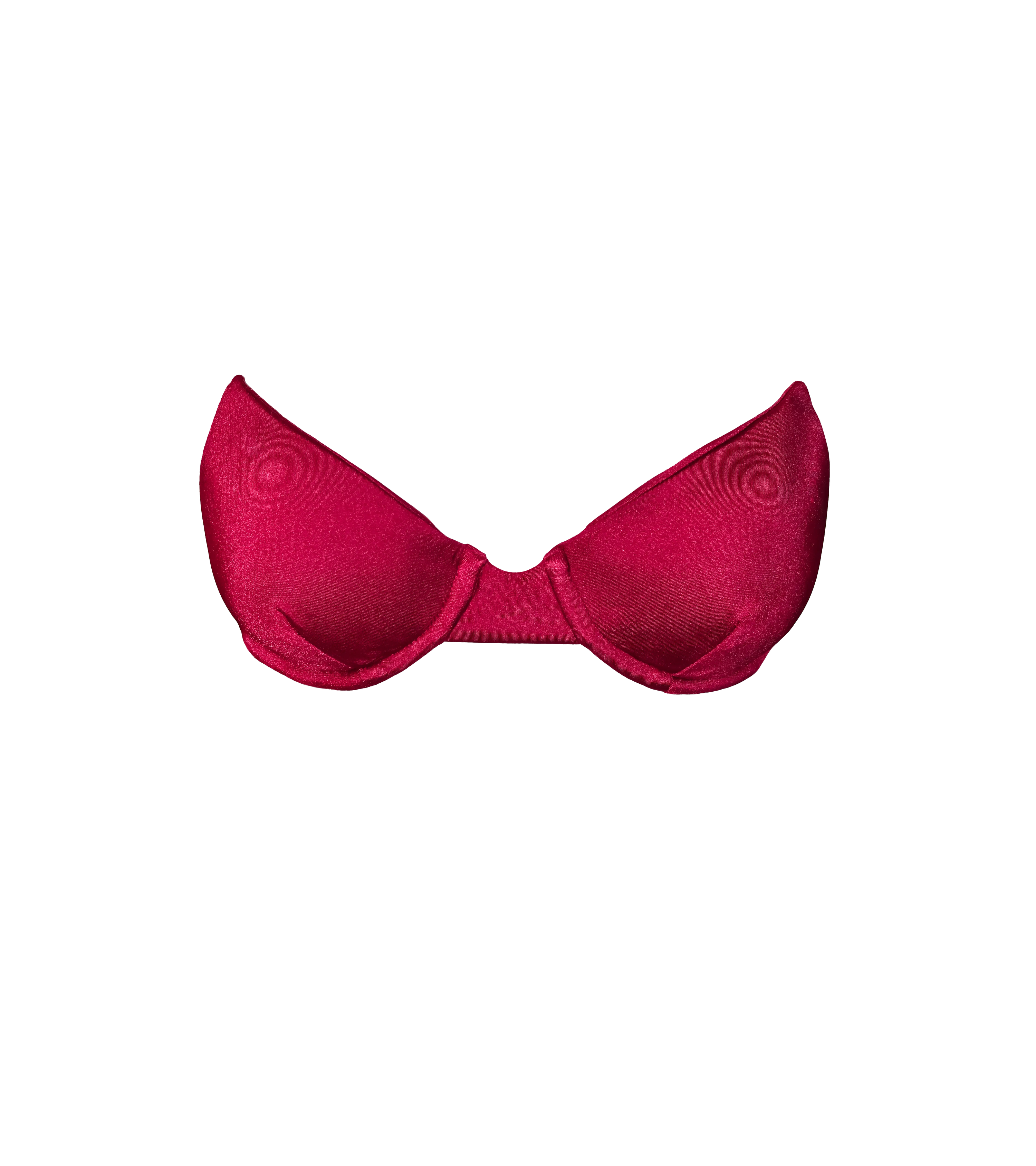 A structured underwire bright bordeaux color swimwear top