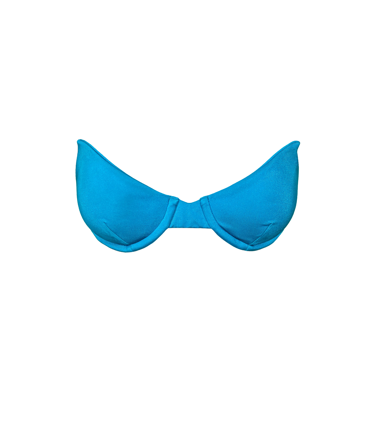A vibrant blue underwire bikini top with a sculpted bandeau design.