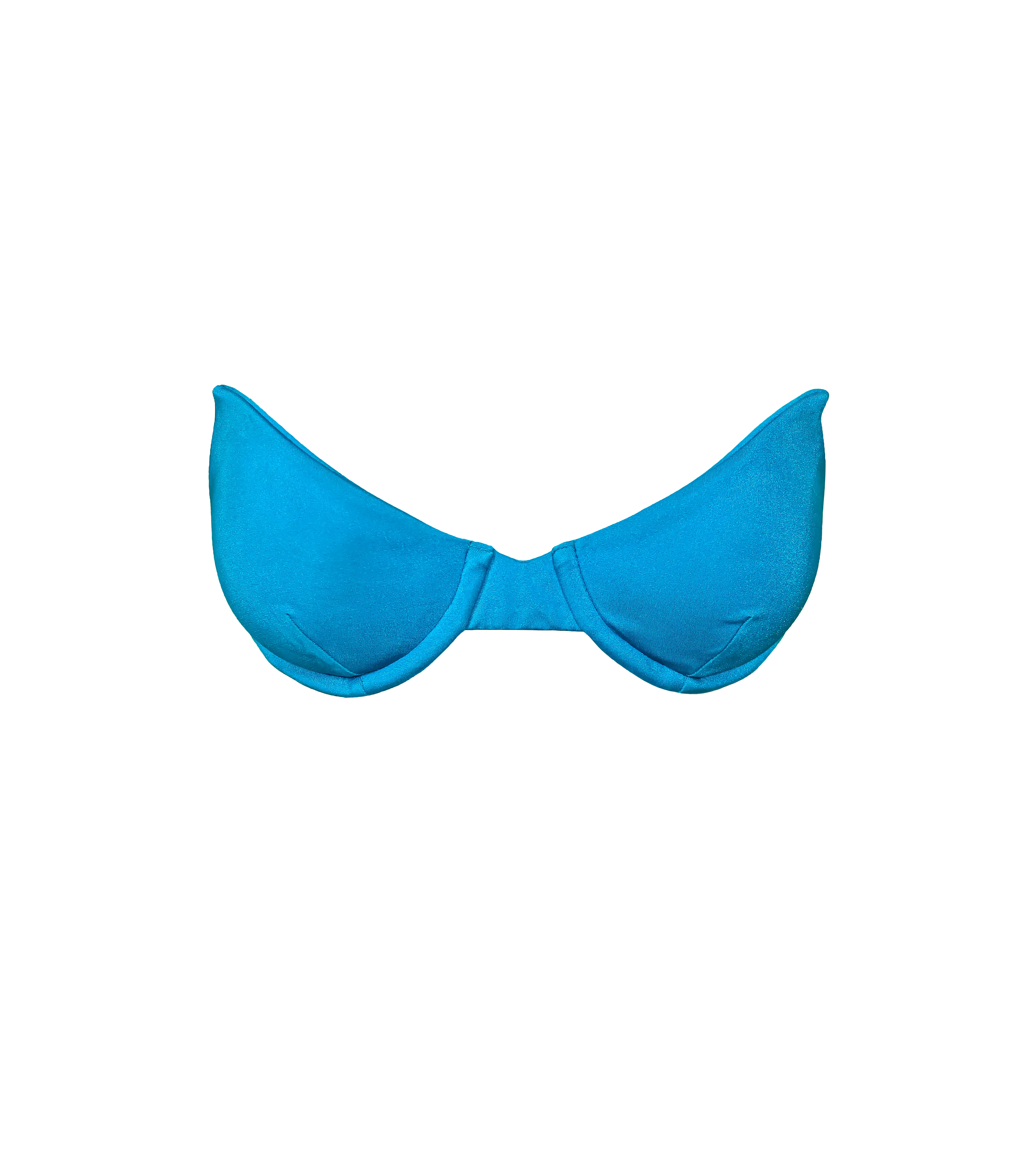 A vibrant blue underwire bikini top with a sculpted bandeau design.