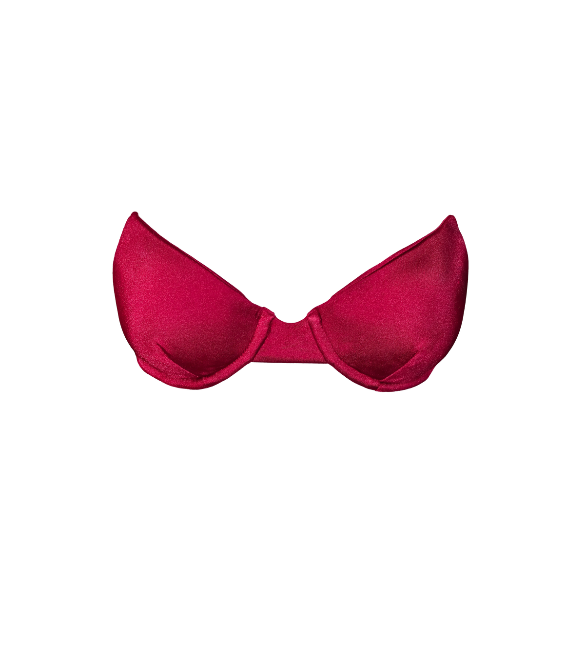 A structured underwire bright bordeaux color swimwear top